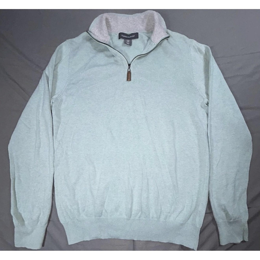 Grayson & Dunn Sweater Mens Medium Light Green 1/4 Zip Mock Neck Knit Pullover